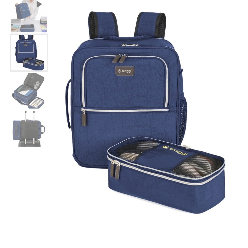 Navy Travel Backpack and Organizer Set   Biaggi carry cube backpack